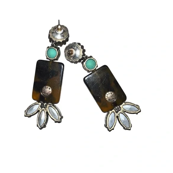 J. Crew Tortoiseshell & Turquoise Earrings | Statement Jewelry - Picture 9 of 9